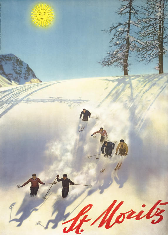 Walter Herdeg. St. Moritz (six skiers), 1930